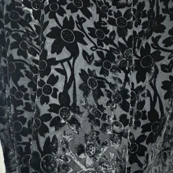 WinterSilks Black Burnout Velvet Floral Blouse Size Large Bohemian Festival - Picture 3 of 5